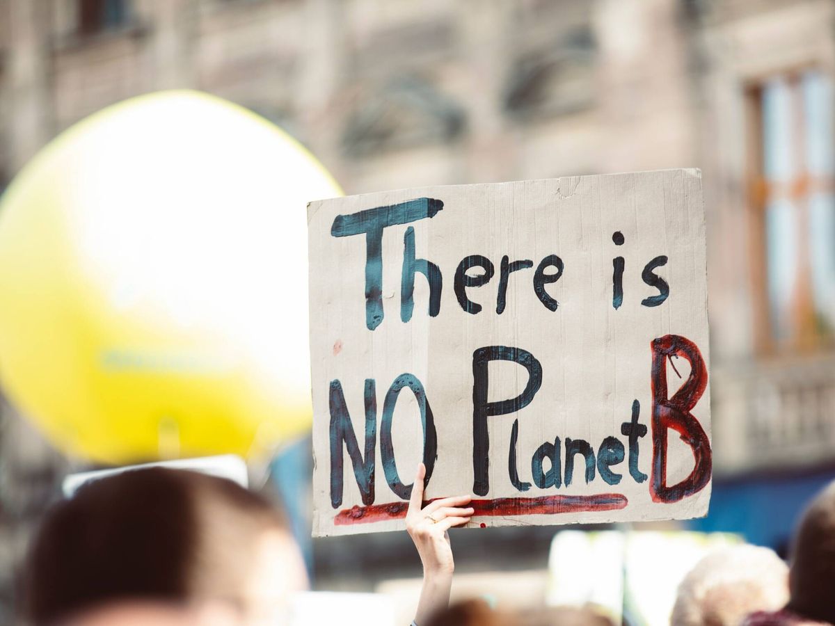 Foto: Un cartel de 'No hay un planeta B' (Pexels) 