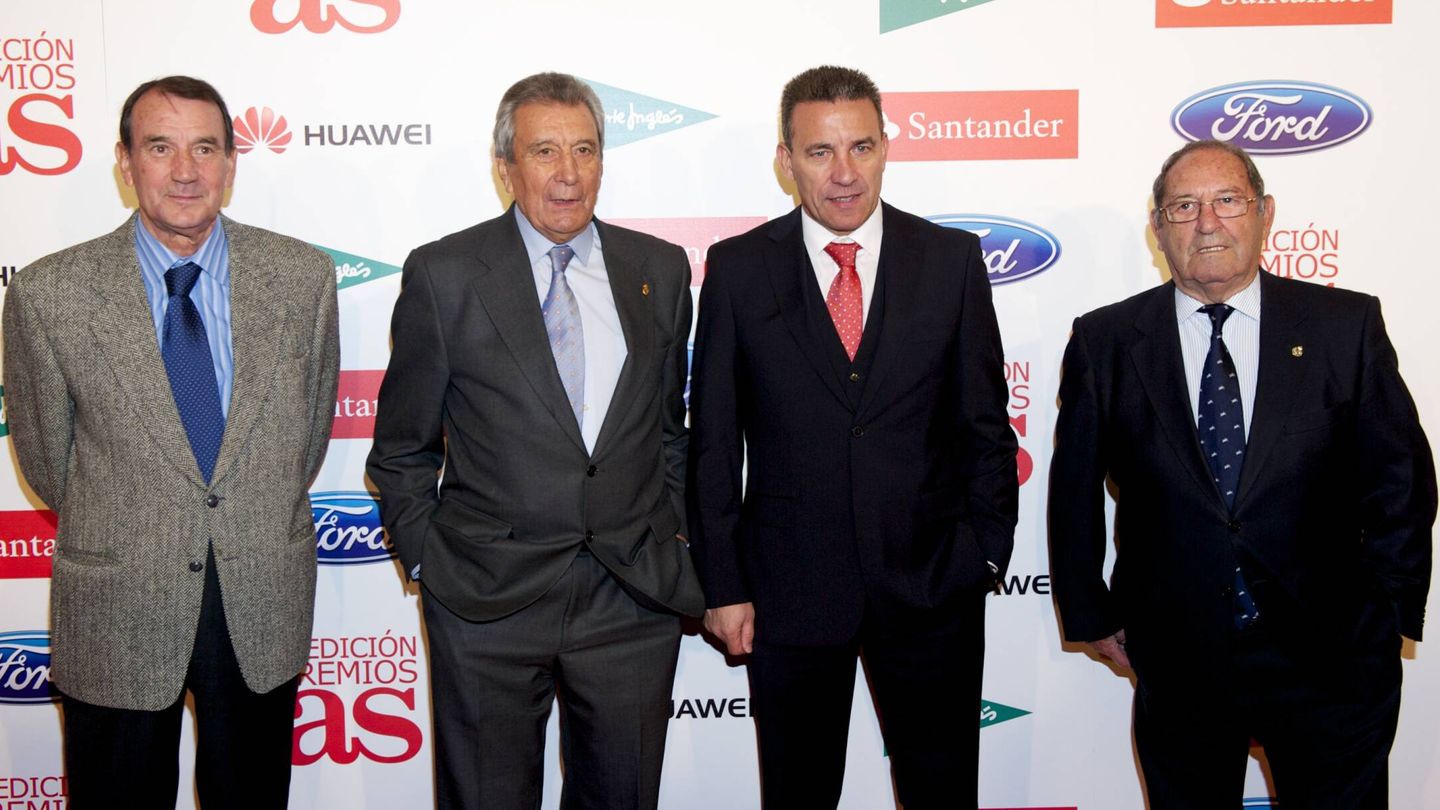 Vicente Miera, Enrique Perez Díaz, Paco Buyo y Gento, en una imagen de 2012. (Getty)