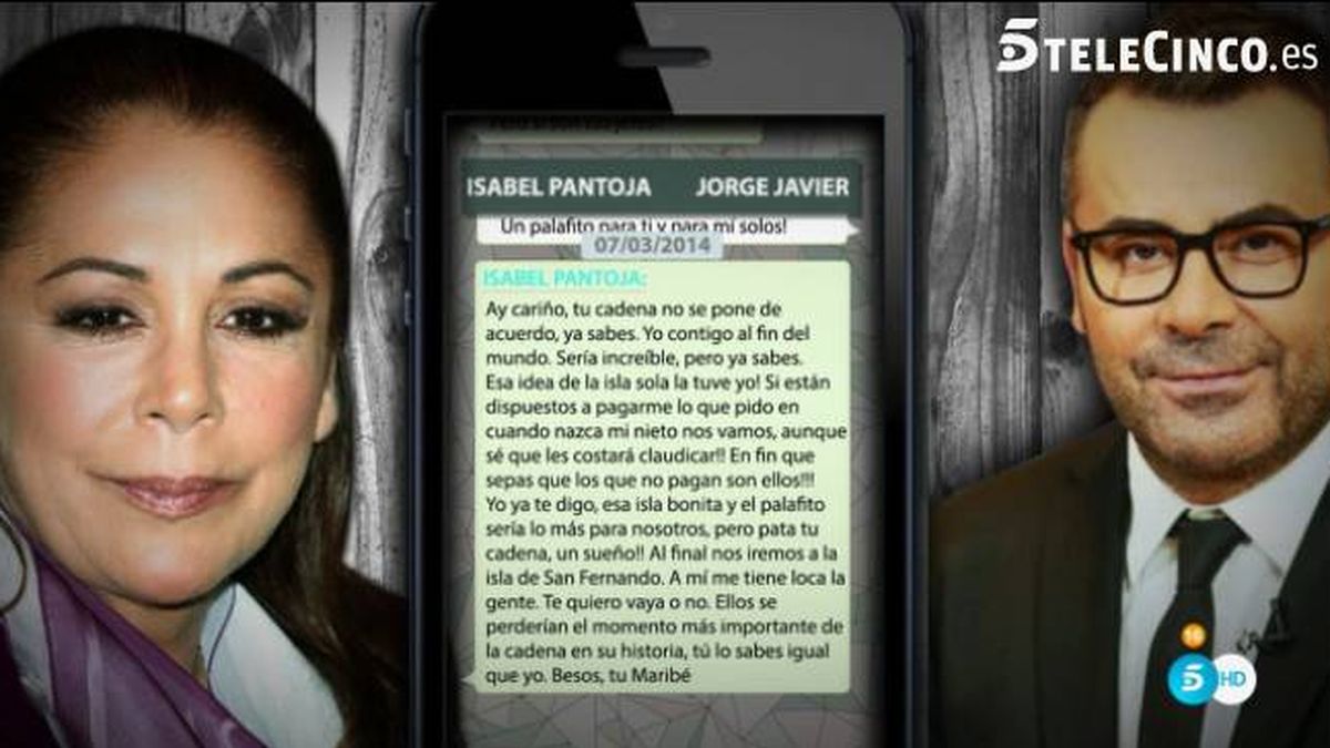 "Yo contigo al fin del mundo": así eran los mensajes que Isabel Pantoja y Jorge Javier Vázquez se intercambiaban