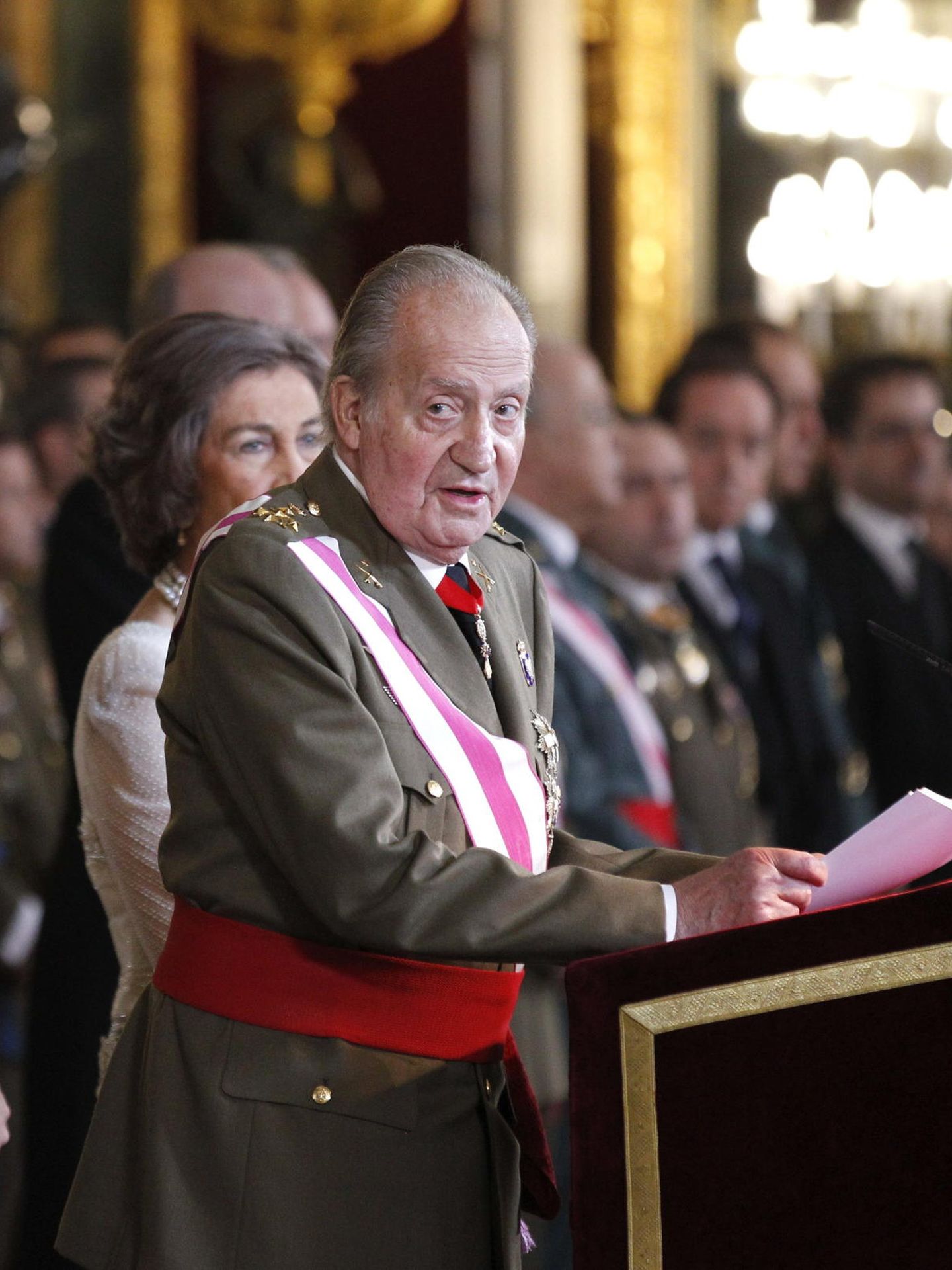 El rey Juan Carlos, durante su discurso de la Pascua Militar de 2014. (EFE/Pool/Sergio Barrenechea)