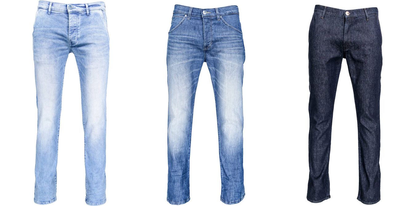 De izquierda a derecha, diferentes modelos de pantalones Wrangler. 