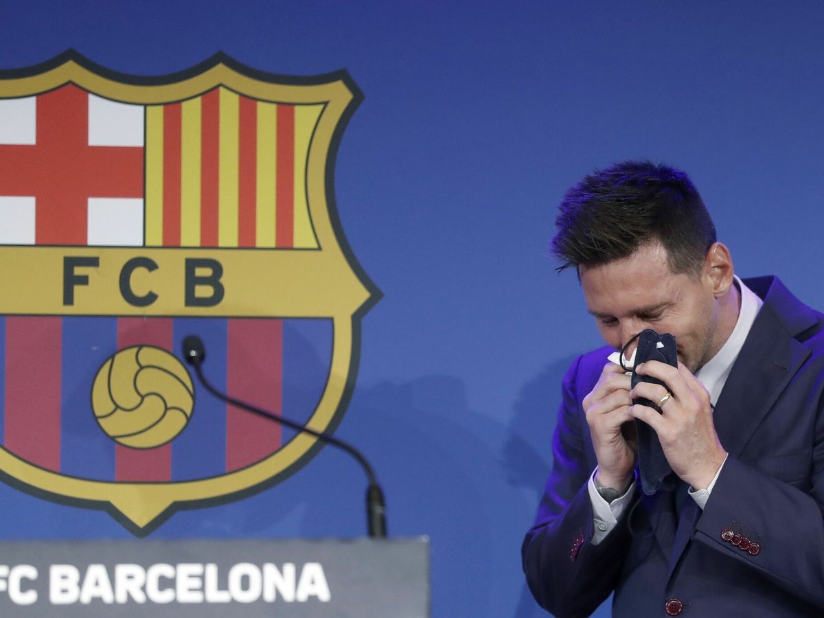 Foto: Messi, en su despedida del Barça. (EFE)