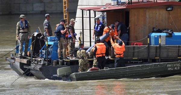 Foto: Miembros de un equipo de rescate buscan en el Danubio. (EFE)