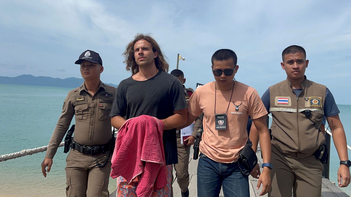 Daniel Sancho, durante su arresto. (Reuters)