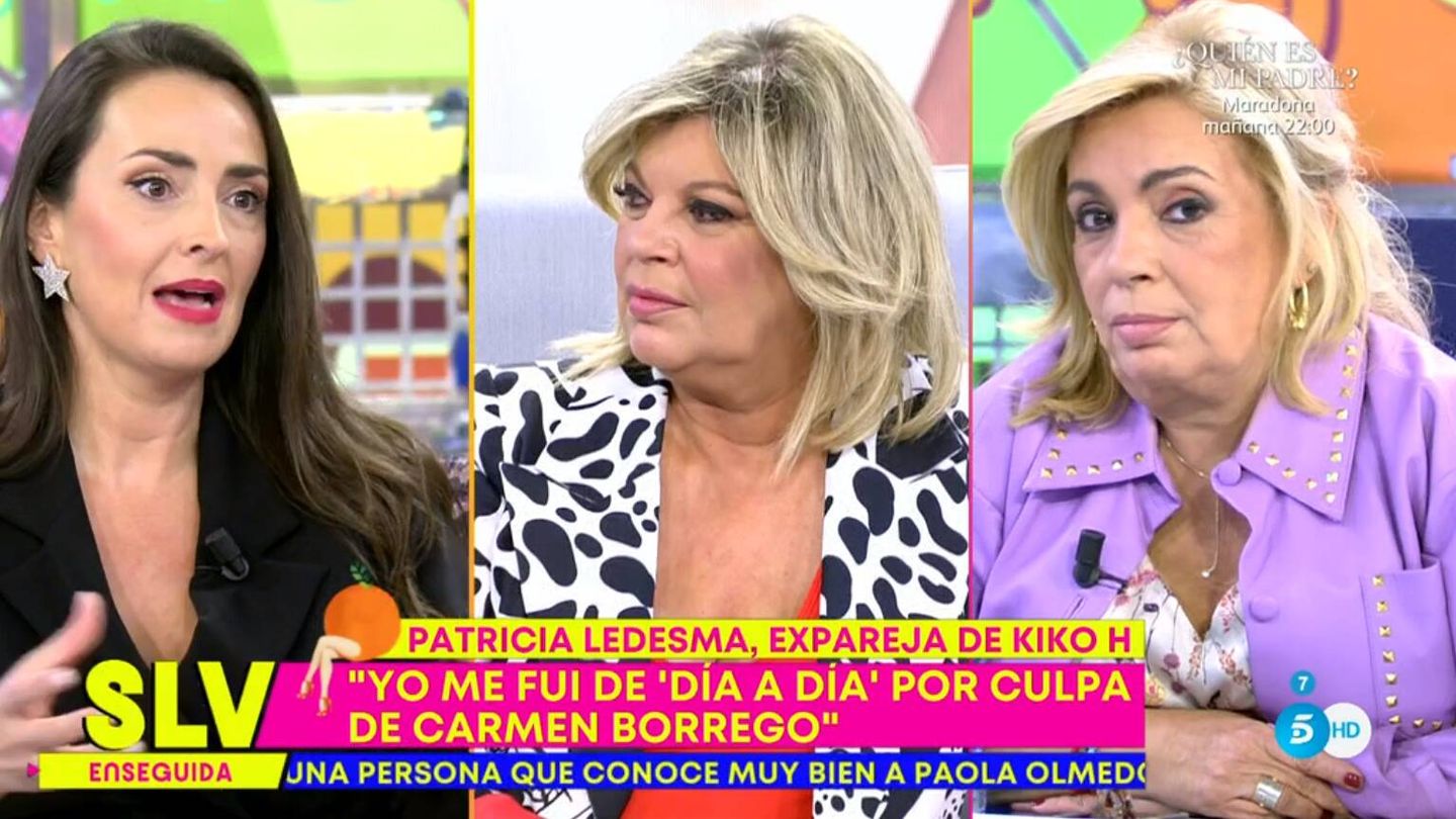 Patricia Ledesma junto a Terelu Campos y Carmen Borrego. (Mediaset)