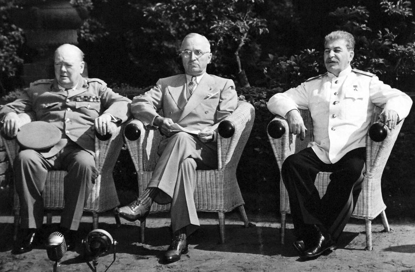 Churchil, Truman y Stalin en Potsdam en 1945.