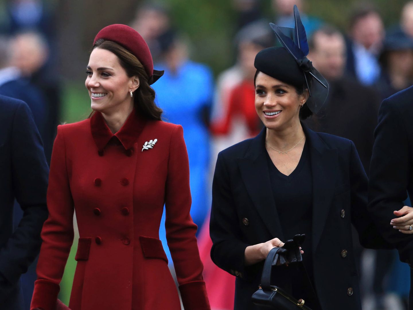 Las duquesas de Cambridge y Sussex, juntas en Navidad. (Getty)