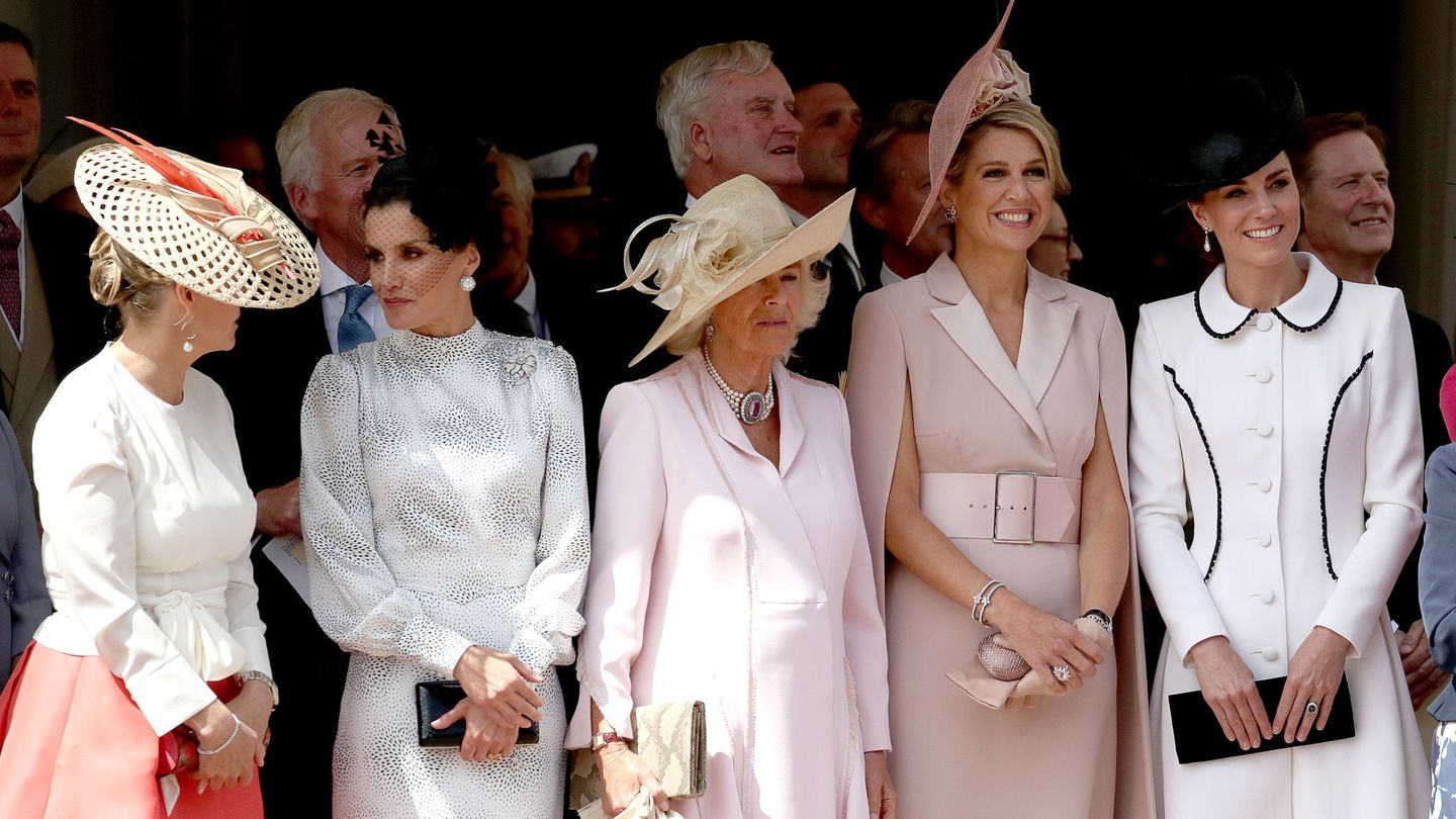 Sophie de Wessex, Letizia, Camila, Máxima y Kate Middleton. (EFE)