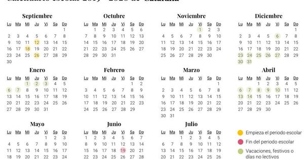 Calendario escolar de Cataluña para el curso 2019-2020: vacaciones