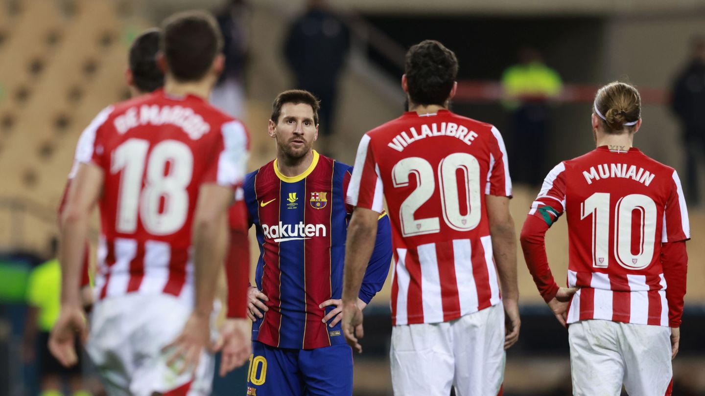 El Athletic nunca dejó solo a Messi. (Reuters)