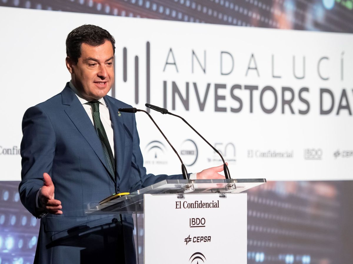 Foto: Juanma Moreno en el Andalucía Investors Day. (EFE)