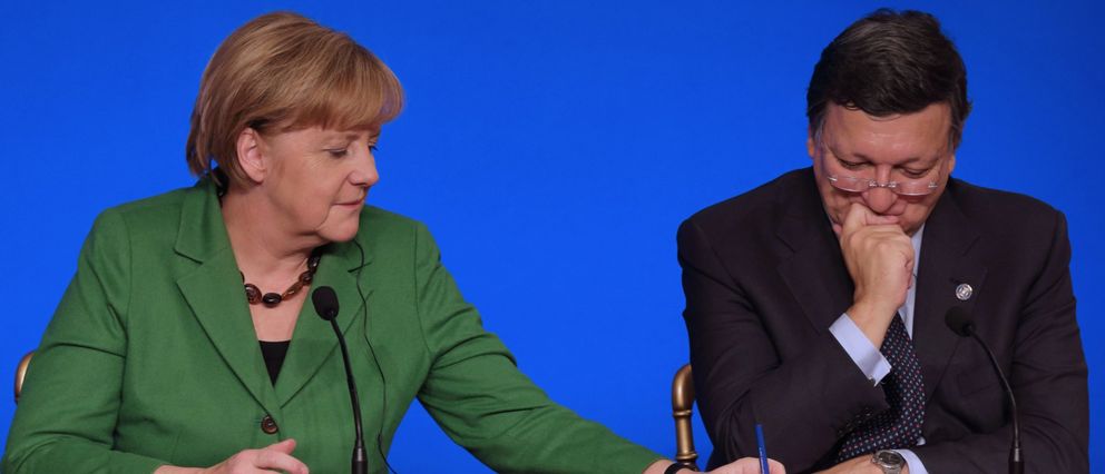 Angela Merkel y José Manuel Durao Barroso. (Reuters)