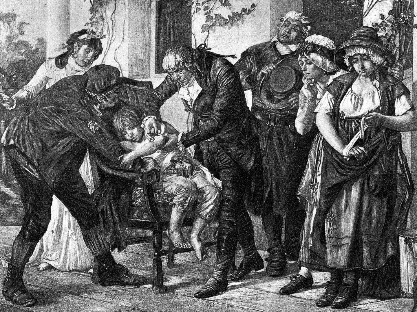 El Doctor Edward Jenner poniendo la primera vacuna de la viruela (Fuente: iStock)
