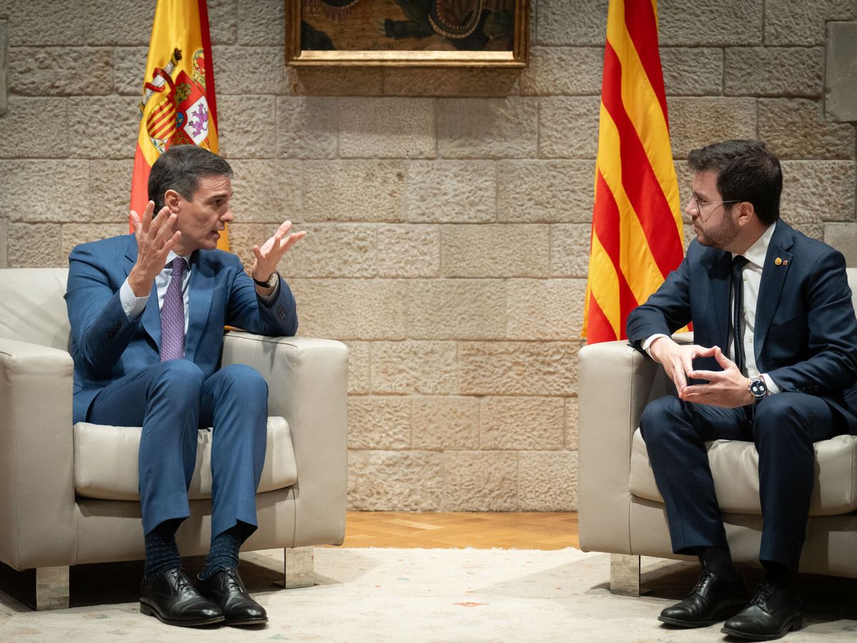 Foto: Pedro Sánchez y Pere Aragonès se reúnen por primera vez tras la investidura. (Europa Press/David Zorrakino)
