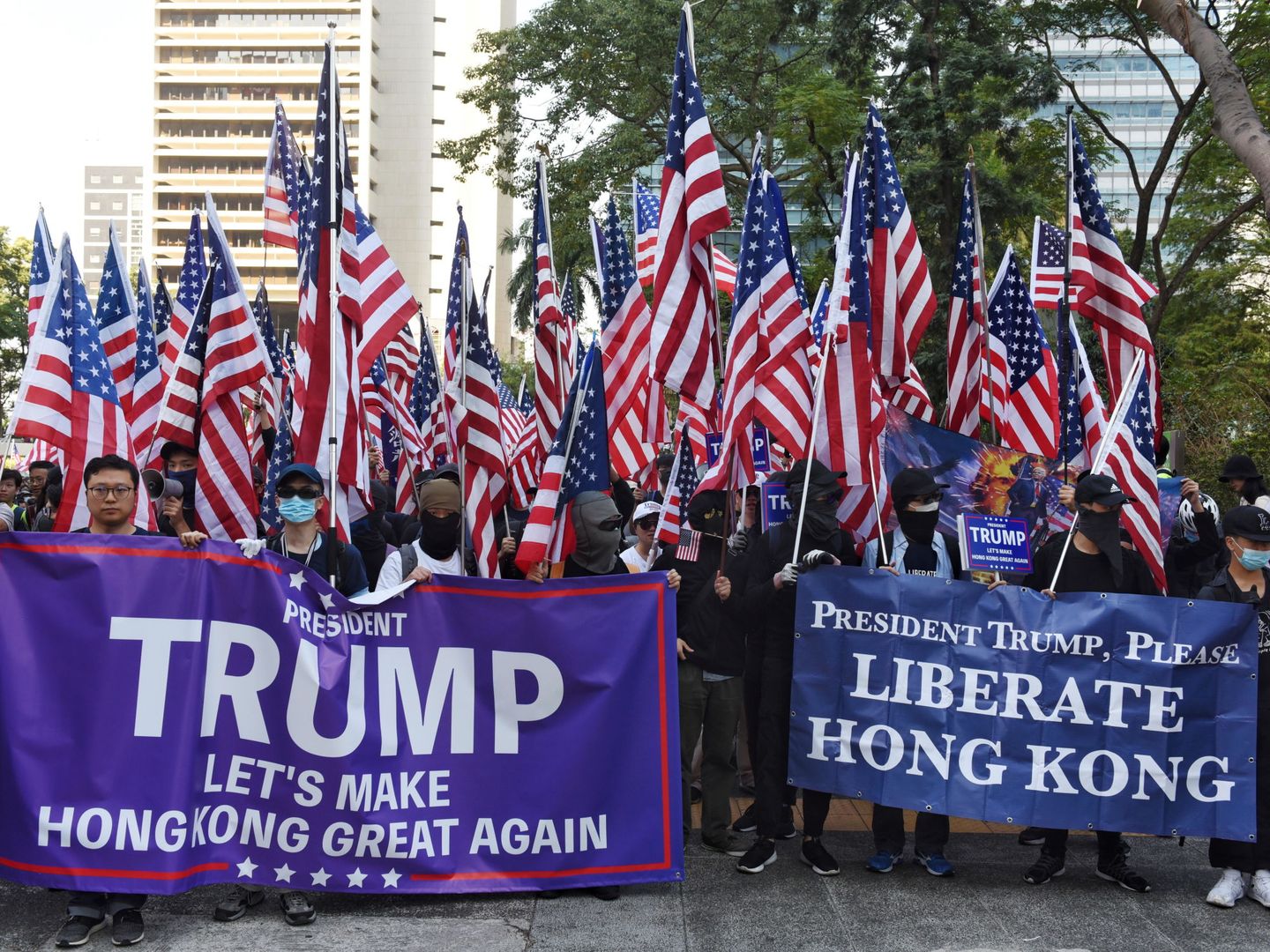 Manifestación en Hong Kong a favor de Estados Unidos. (Reuters)