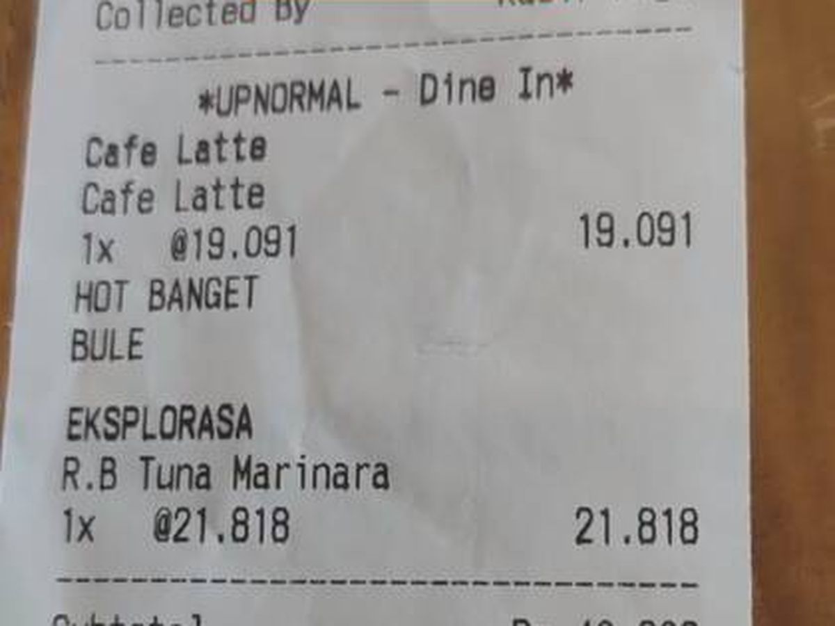 Foto: Pide un café en Indonesia y no puede creerse lo que aparece en el ticket. (TikTok)