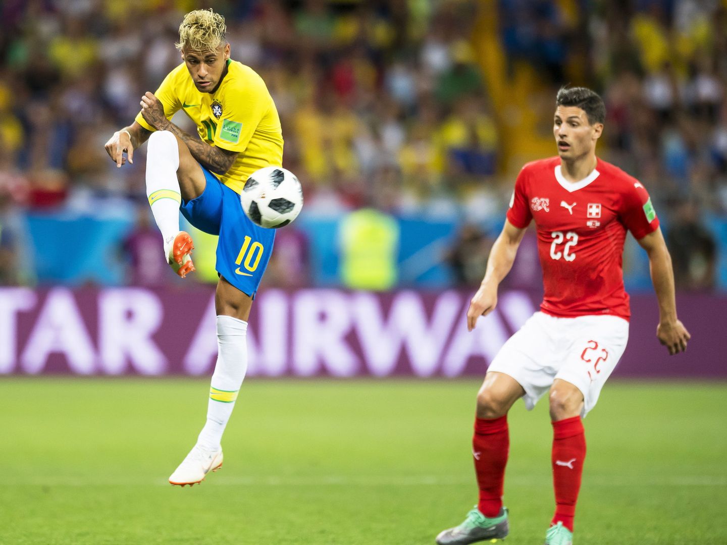 Neymar durante el partido contra Suiza en el Mundial. (Efe)