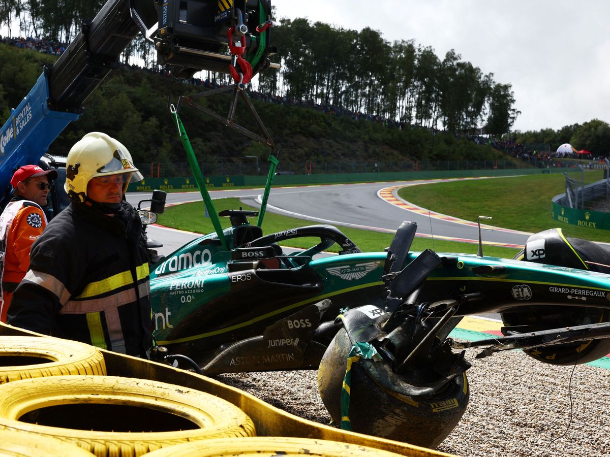 Foto: El grave error de Aston Martin frenó en seco a Alonso. (Reuters/Stephanie Lecocq)