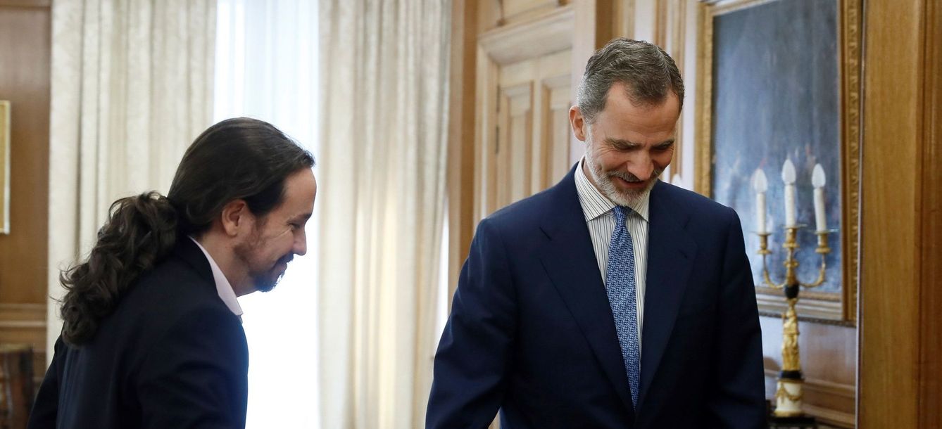 El rey Felipe VI recibe en audiencia al líder de Unidas Podemos Pablo Iglesias. (EFE)