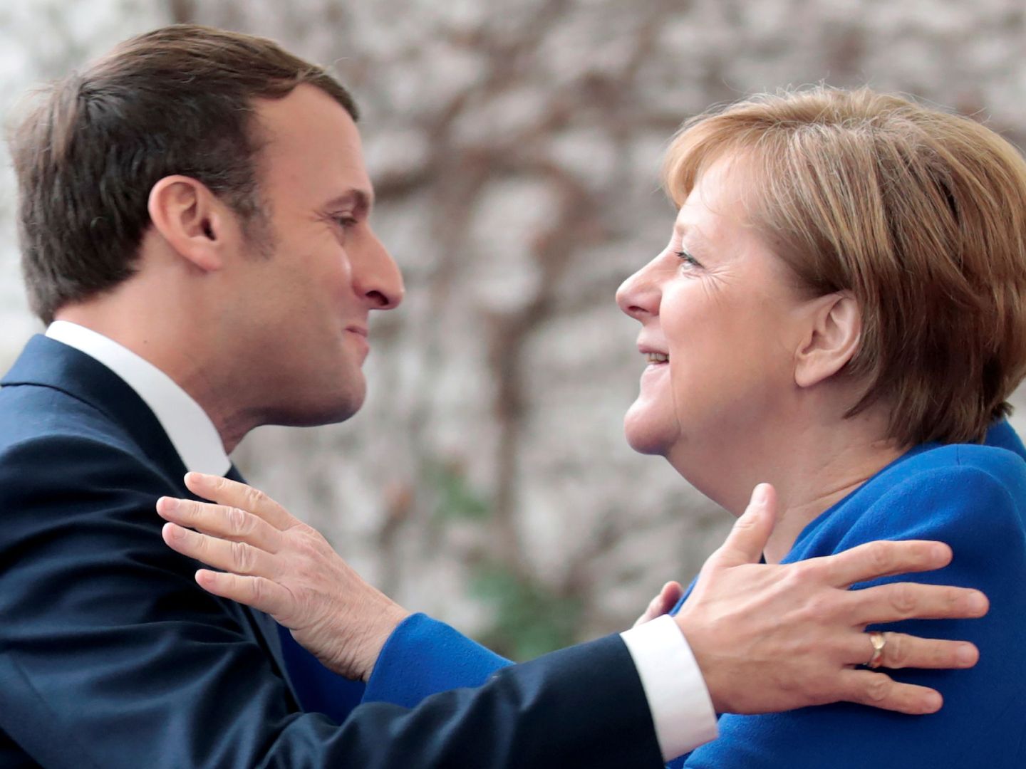 El presidente galo saluda a su homóloga alemana durante una visita a Berlín. (EFE)
