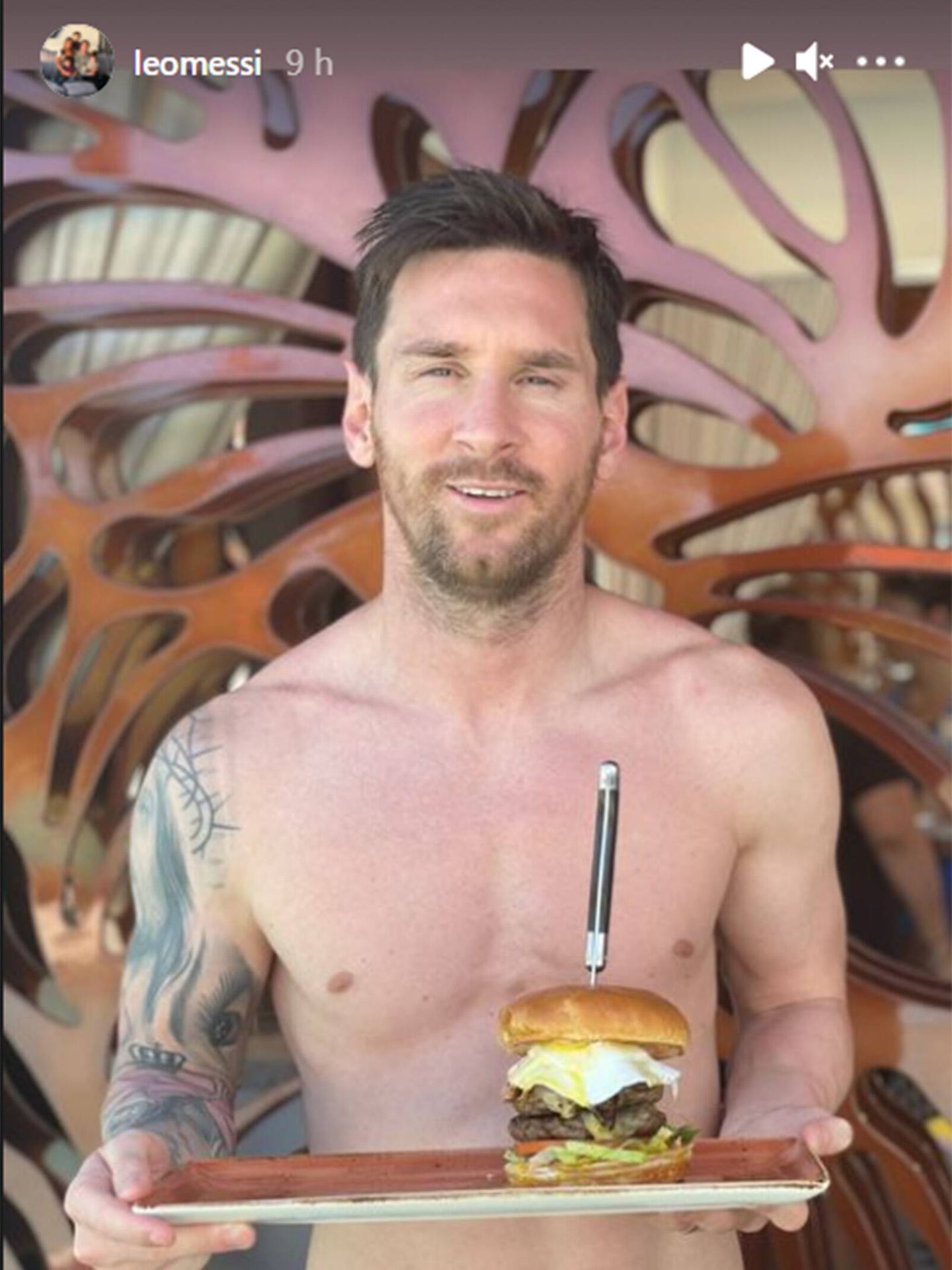 Leo Messi disfruta de sus vacaciones en el Guitar Hotel de Hard Rock. (Instagram @leomessi)
