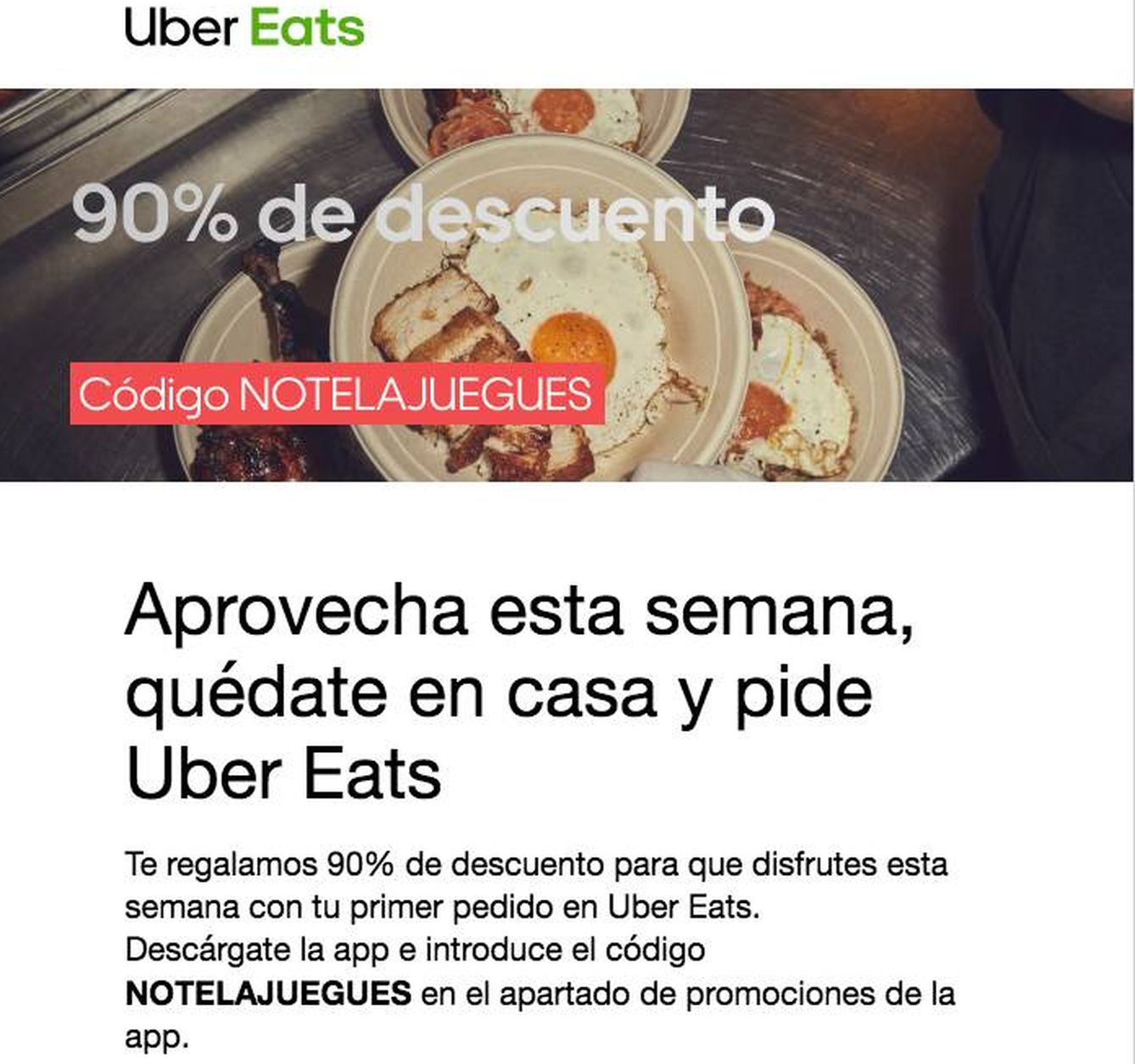Promoción de Uber Eats para esta semana.