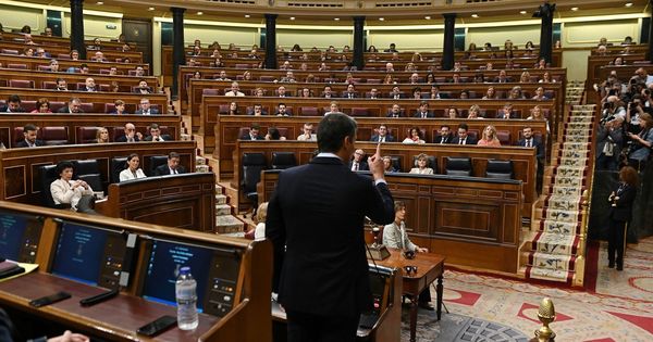 Foto: El presidente del Gobierno en funciones, Pedro Sánchez (de espaldas), responde al líder del PP, Pablo Casado. (EFE)