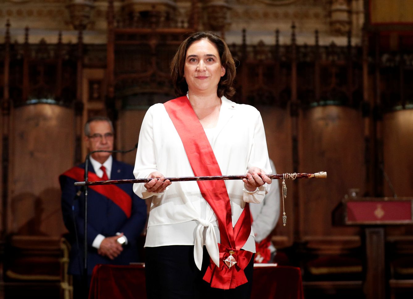Ada Colau tras revalidar su cargo como alcaldesa de Barcelona. (EFE)