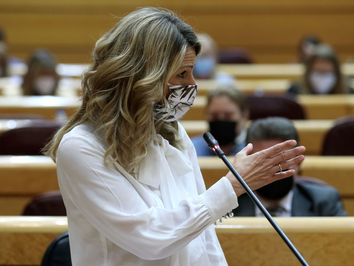 La ministra de Trabajo Yolanda Díaz durante una intervención en el Congreso de los Diputados.