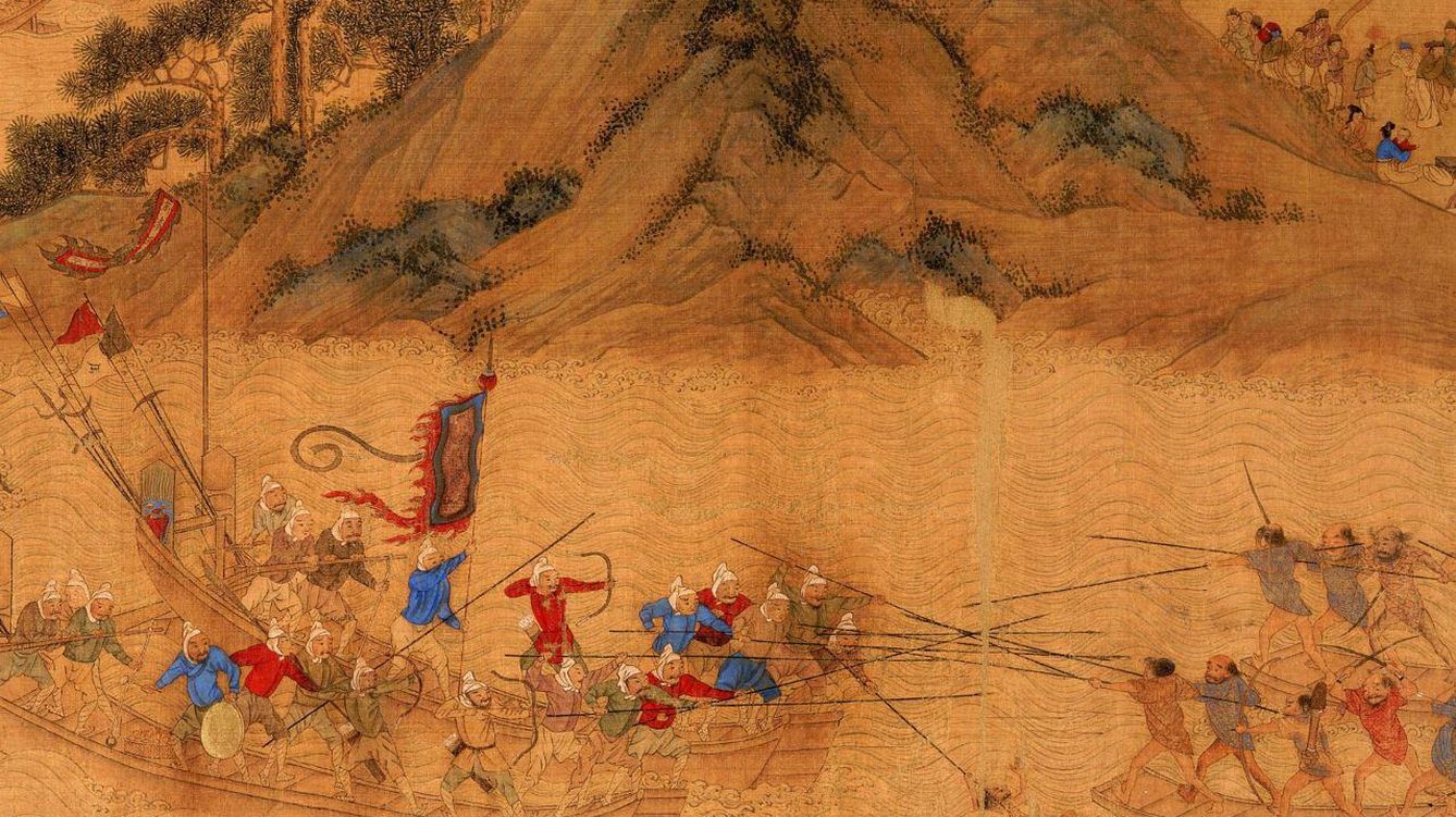 Foto: Españoles y samuráis se enfrentaron en una dura batalla cerca de Cagayán, río que da nombre a una región en las costas de Luzón. (Grabado japonés 1857)
