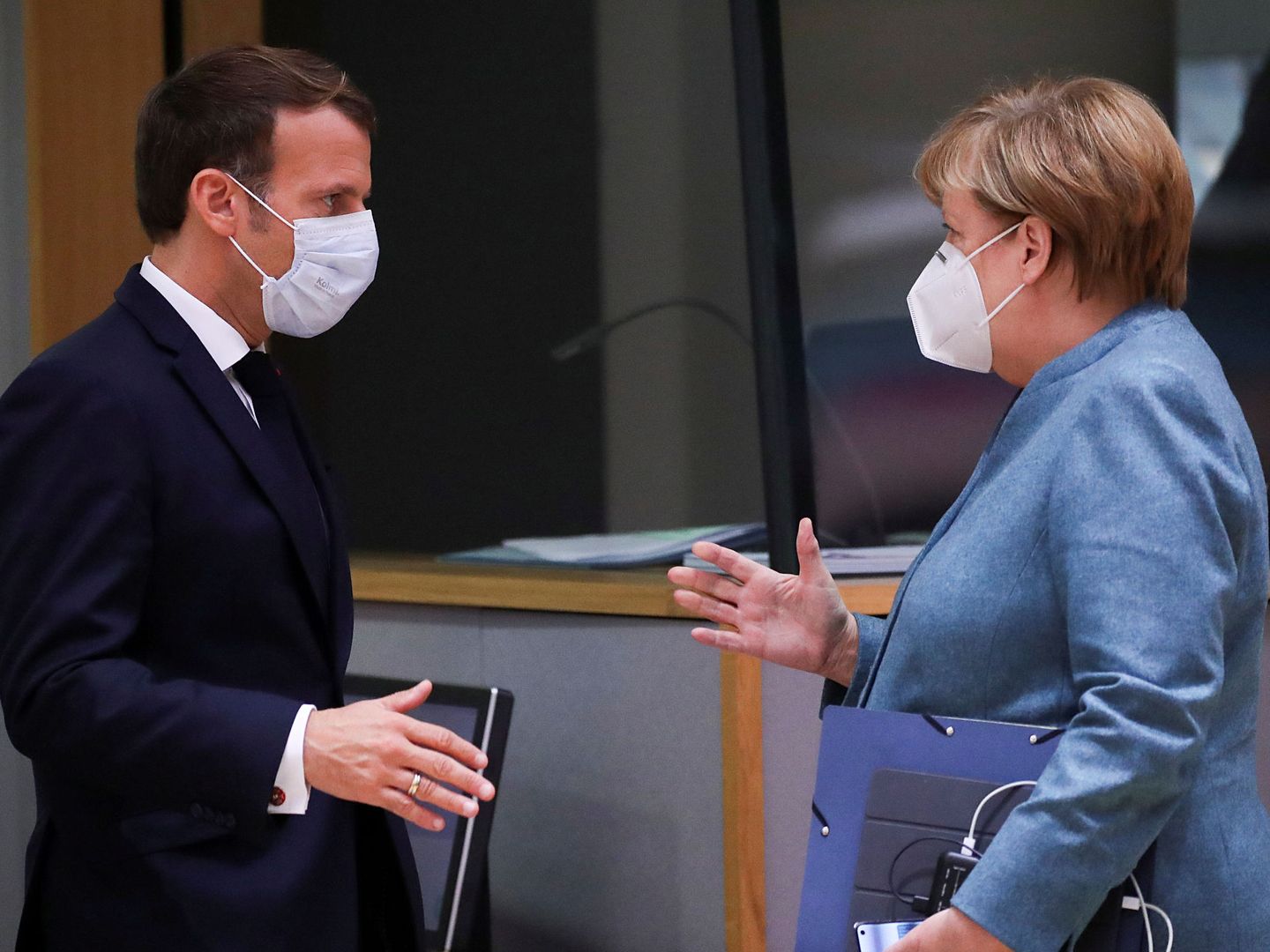 Emmanuel Macron y Angela Merkel. (Reuters)