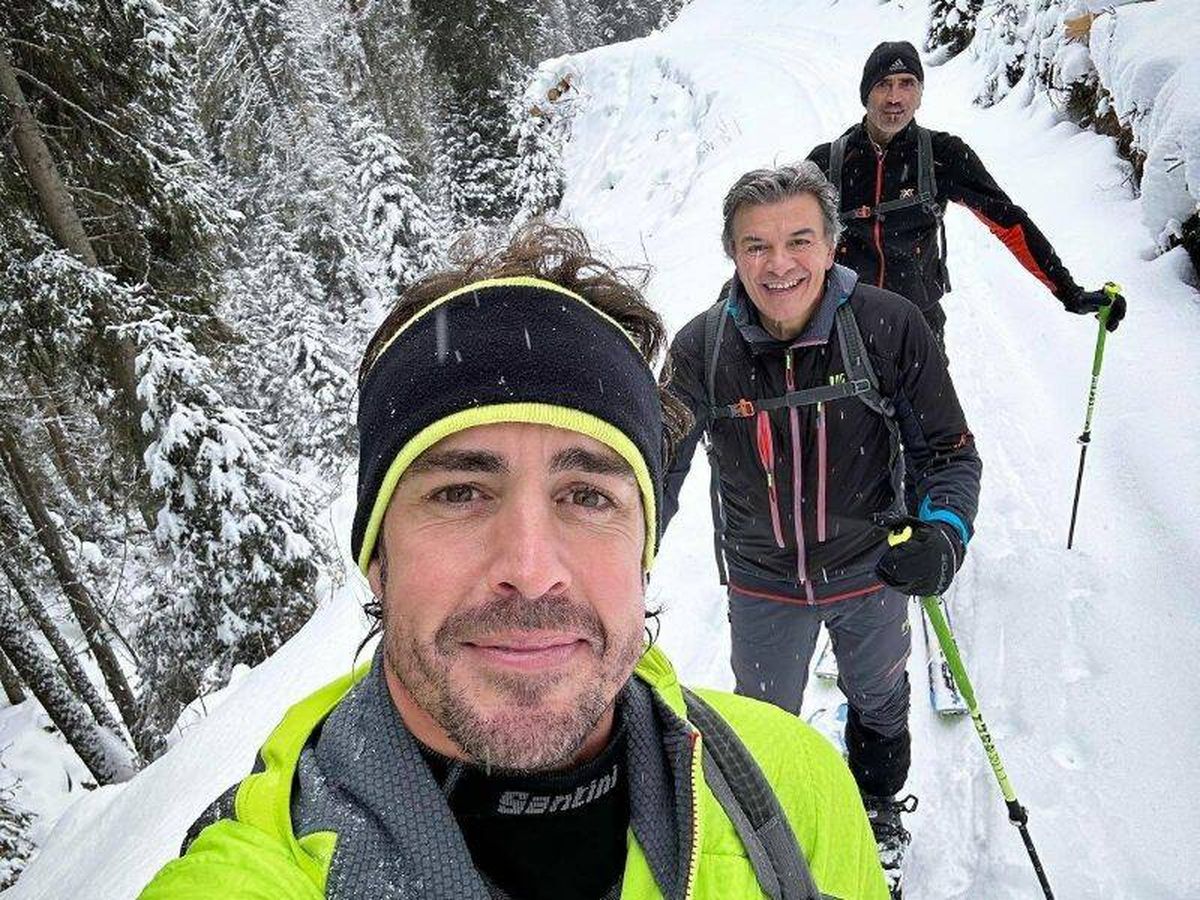 Foto: Fernando Alonso haciendo esquí de fondo estos días. (Instagram)
