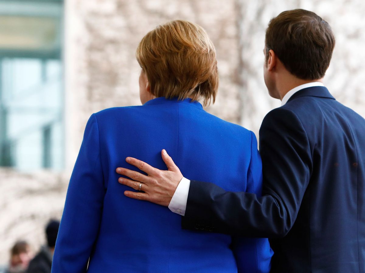 Foto: Angela Merkel, canciller alemana, junto a Emmanuel Macron, presidente francés, en una visita a Berlín