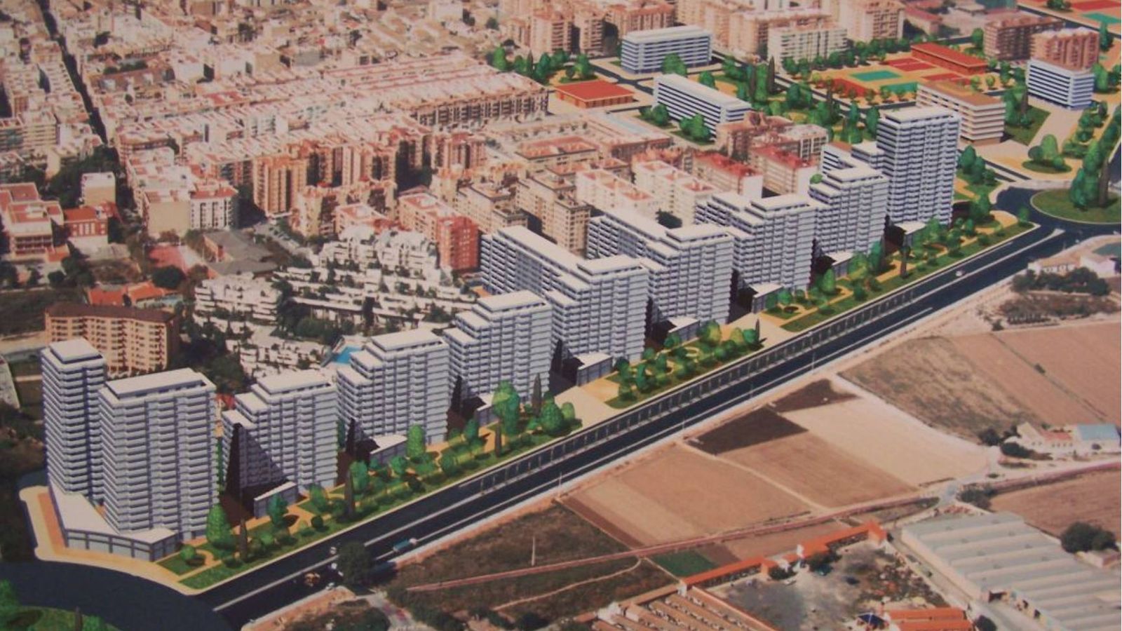 Foto: La propuesta original del PAI de Benimaclet, que Metrovacesa va a modificar para reactivar el proyecto.