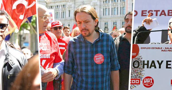 Foto: Pedro Sánchez, Pablo Iglesias e Ignacio Fernández Toxo