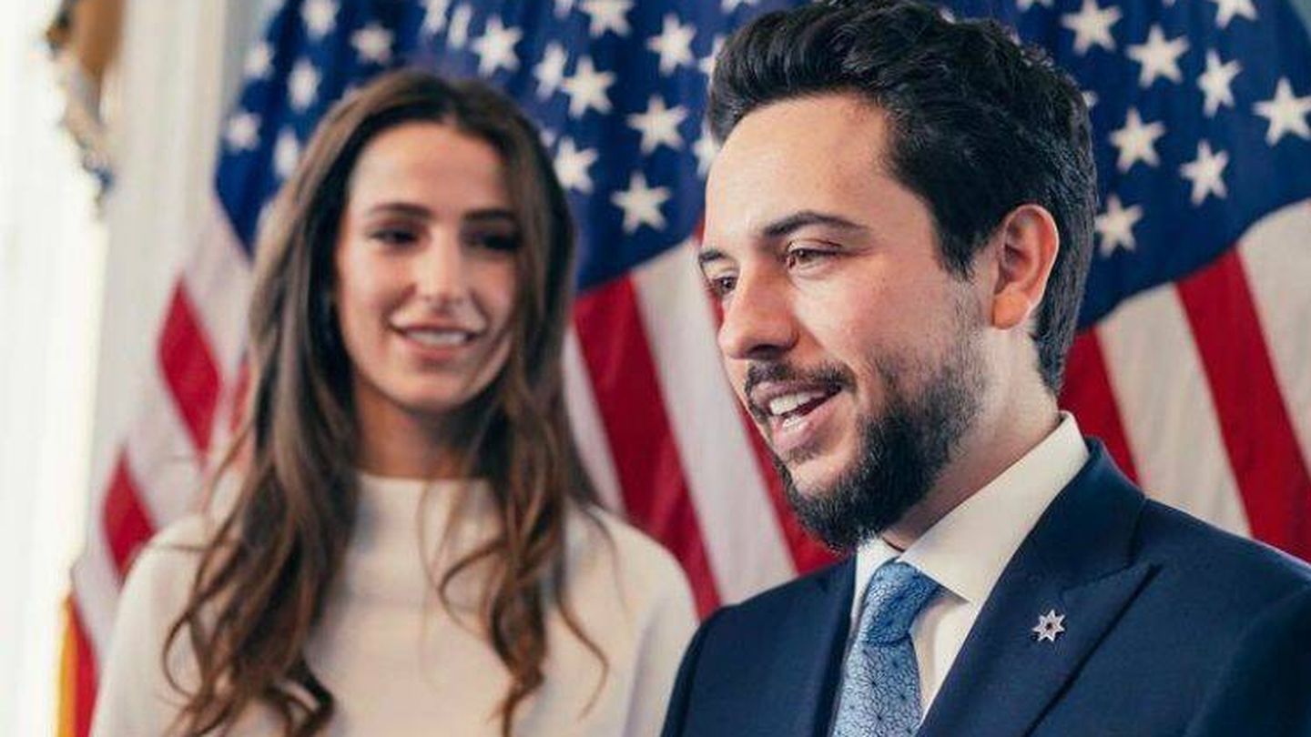 Rajwa y Hussein en su visita a los Estados Unidos. (Instagram/@alhusseinjo)