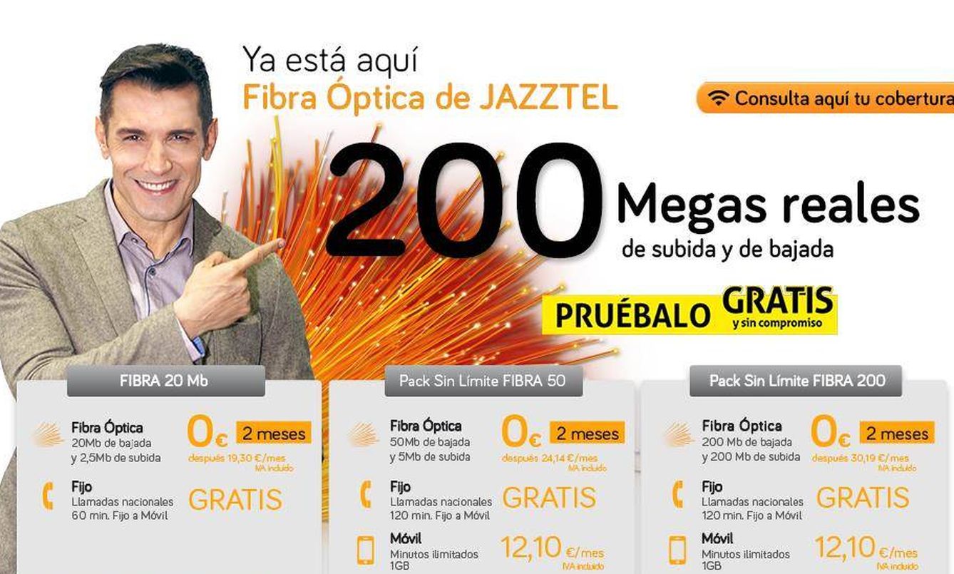 Oferta de Jazztel para probar su fibra. (Foto: Jazztel)