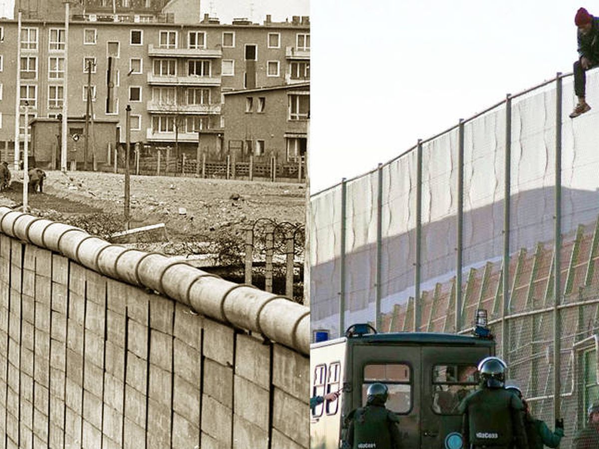 Foto: El muro de Berlín y la verja de Ceuta