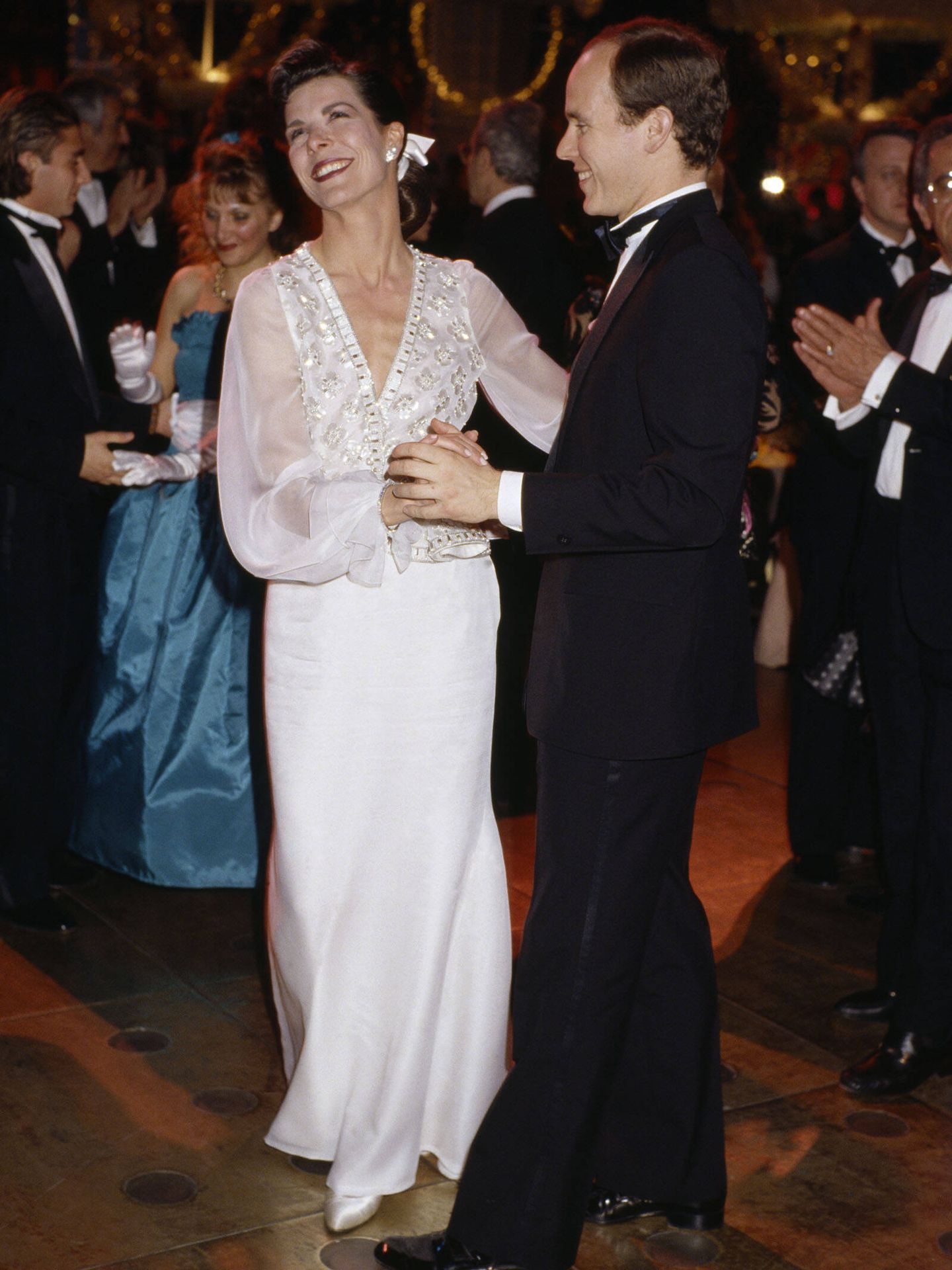 Carolina de Mónaco, en el Baile de la Rosa de 1989. (Getty)