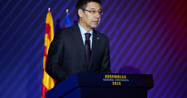Foto: El presidente del FC Barcelona, Josep María Bartomeu, durante la Asamblea de este sábado. (EFE)