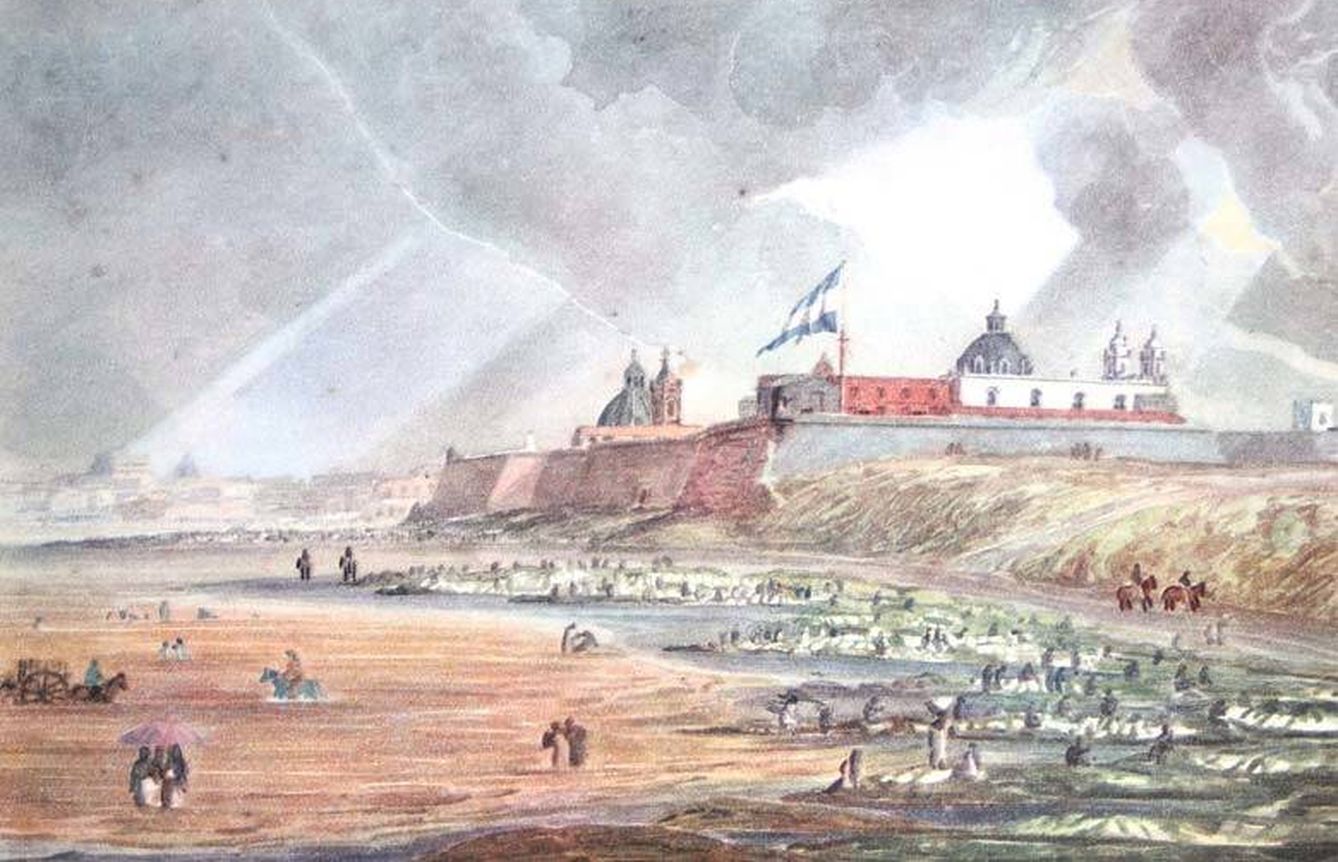 Fuerte de Buenos Aires y ribera norte en 1816, por Emeric Essex Vidal.