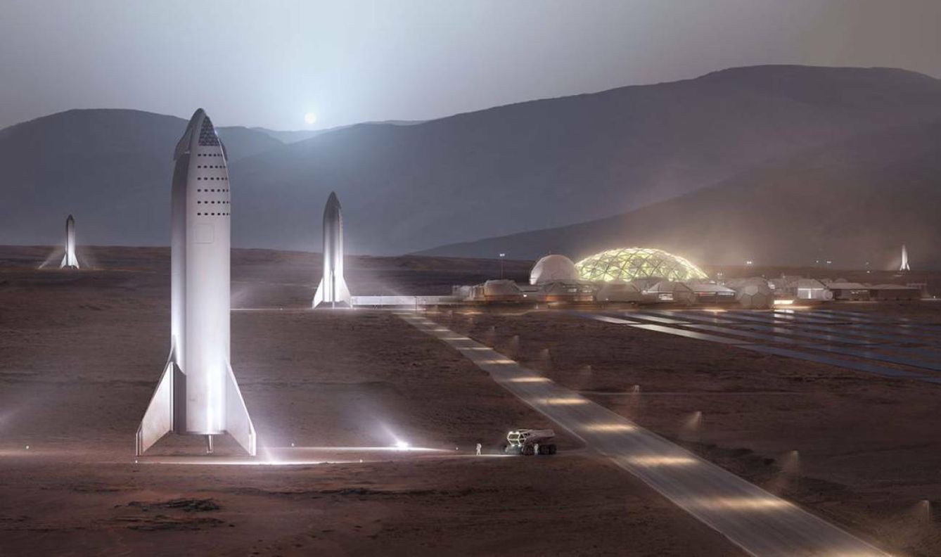 Así es como Musk se imagina la primera colonia humana en Marte. (SpaceX)