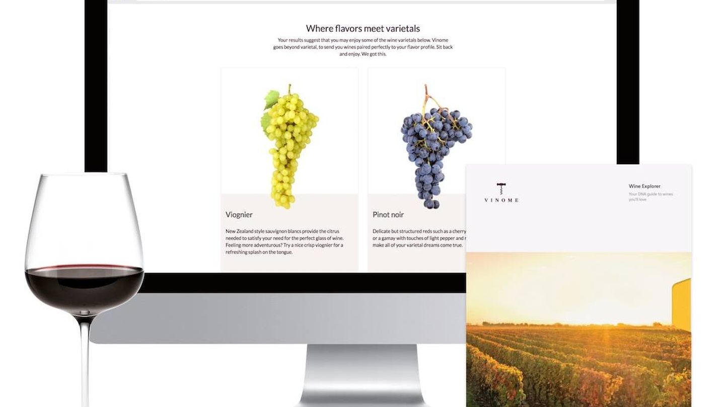 Después de pasar un test sobre qué alimentos te gustan, Vinome te recomienda un vino basándose en tu genética (Fuente: Helix I Vinome)