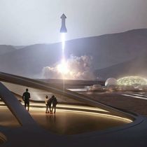 Foto: Concepto de Starships y la base marciana Alpha (SpaceX)