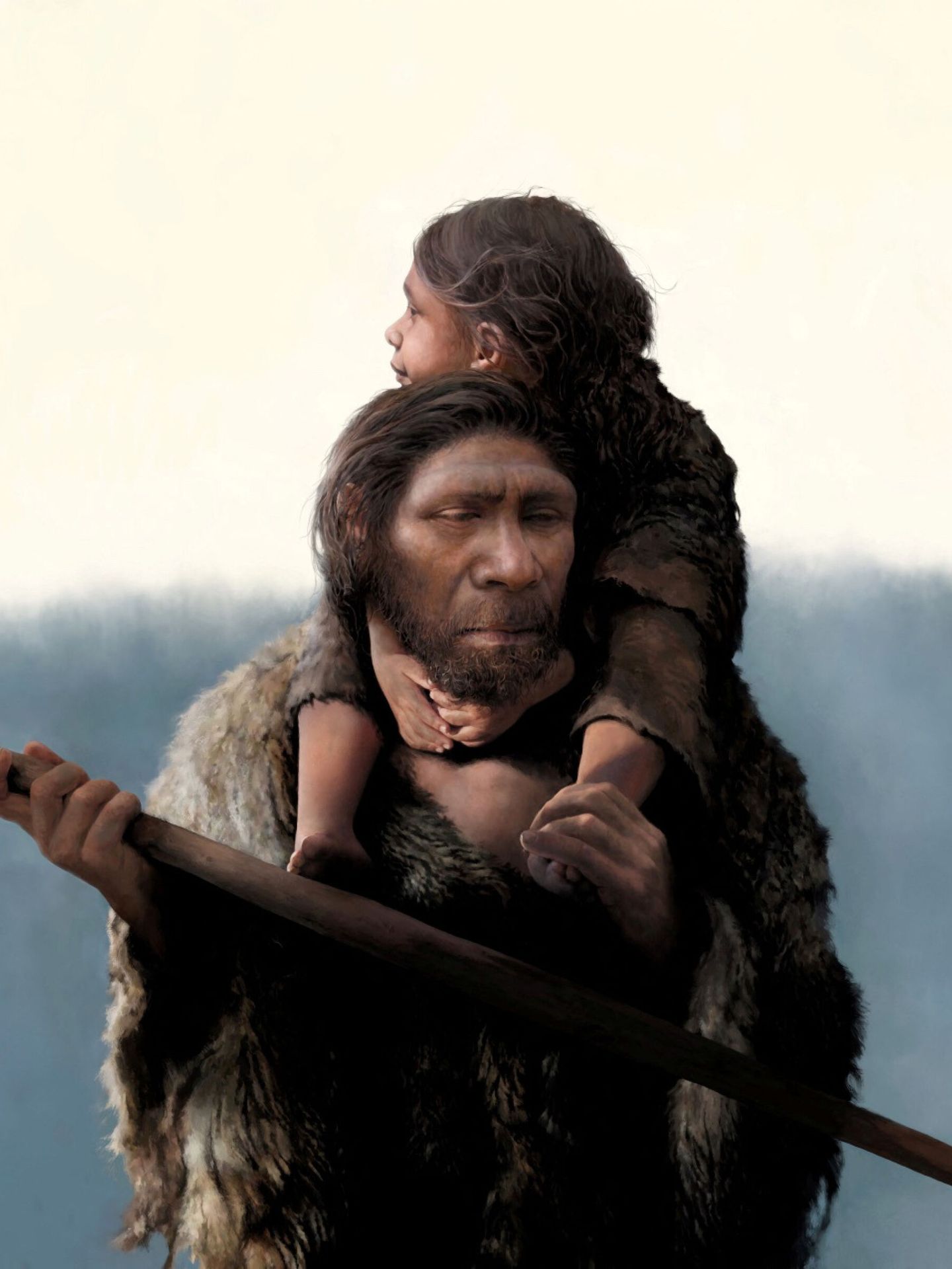 Reconstrucción de un padre Neandertal y su hija. (Reuters) 
