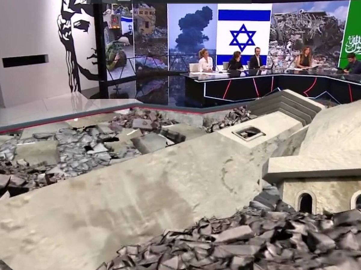 Foto: Simulan escombros de la guerra de Israel en el plató de 'Al Rojo Vivo'. (La Sexta)
