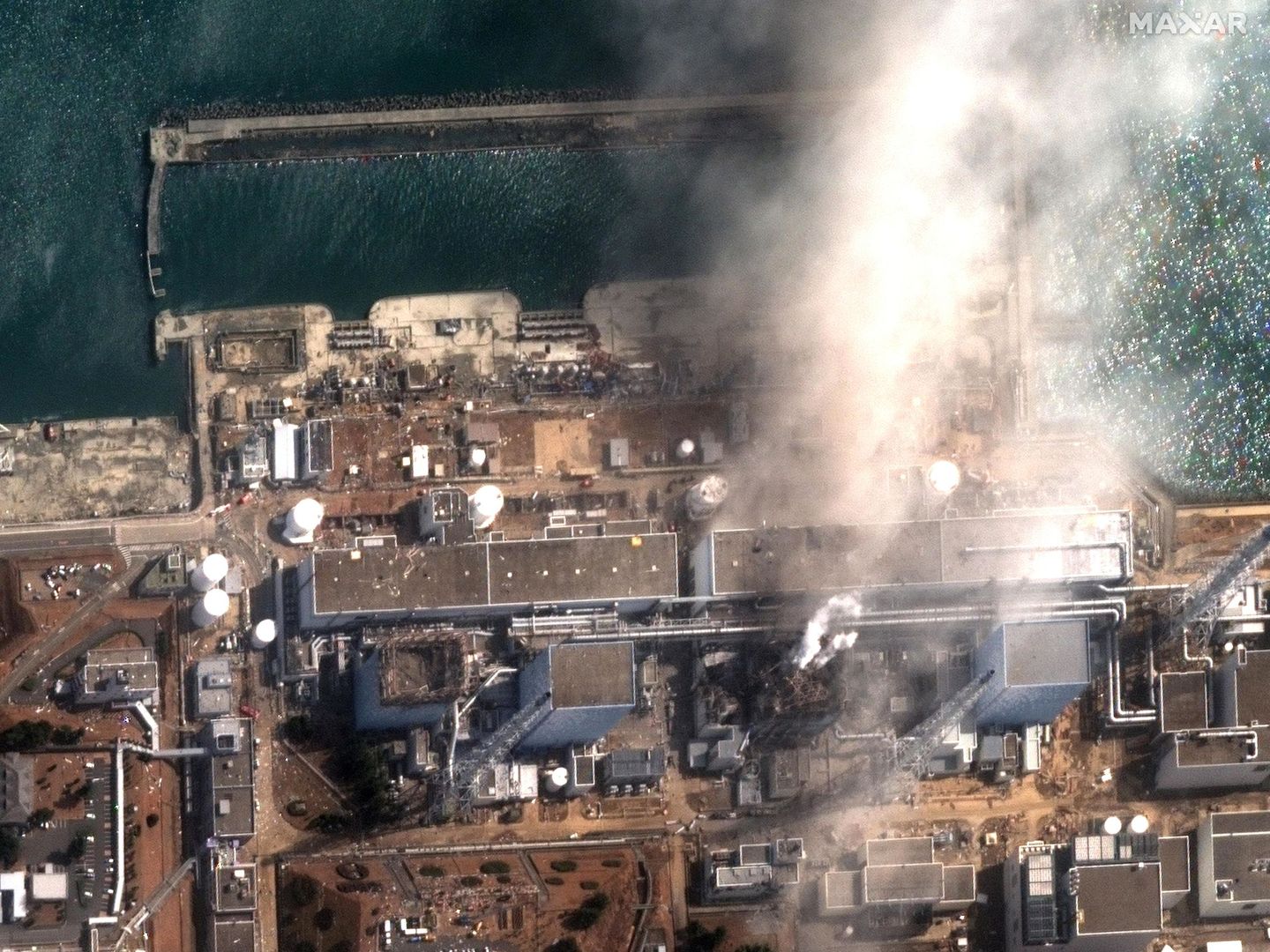 Imagen vía satélite del incendio de la planta de Fukushima el 14 de marzo de 2011. 