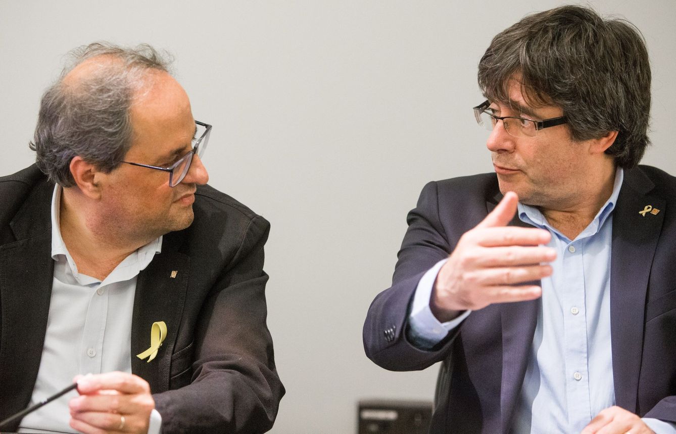 Quim Torra y Carles Puigdemont este miércoles en su reunión en Bélgica. (EFE)