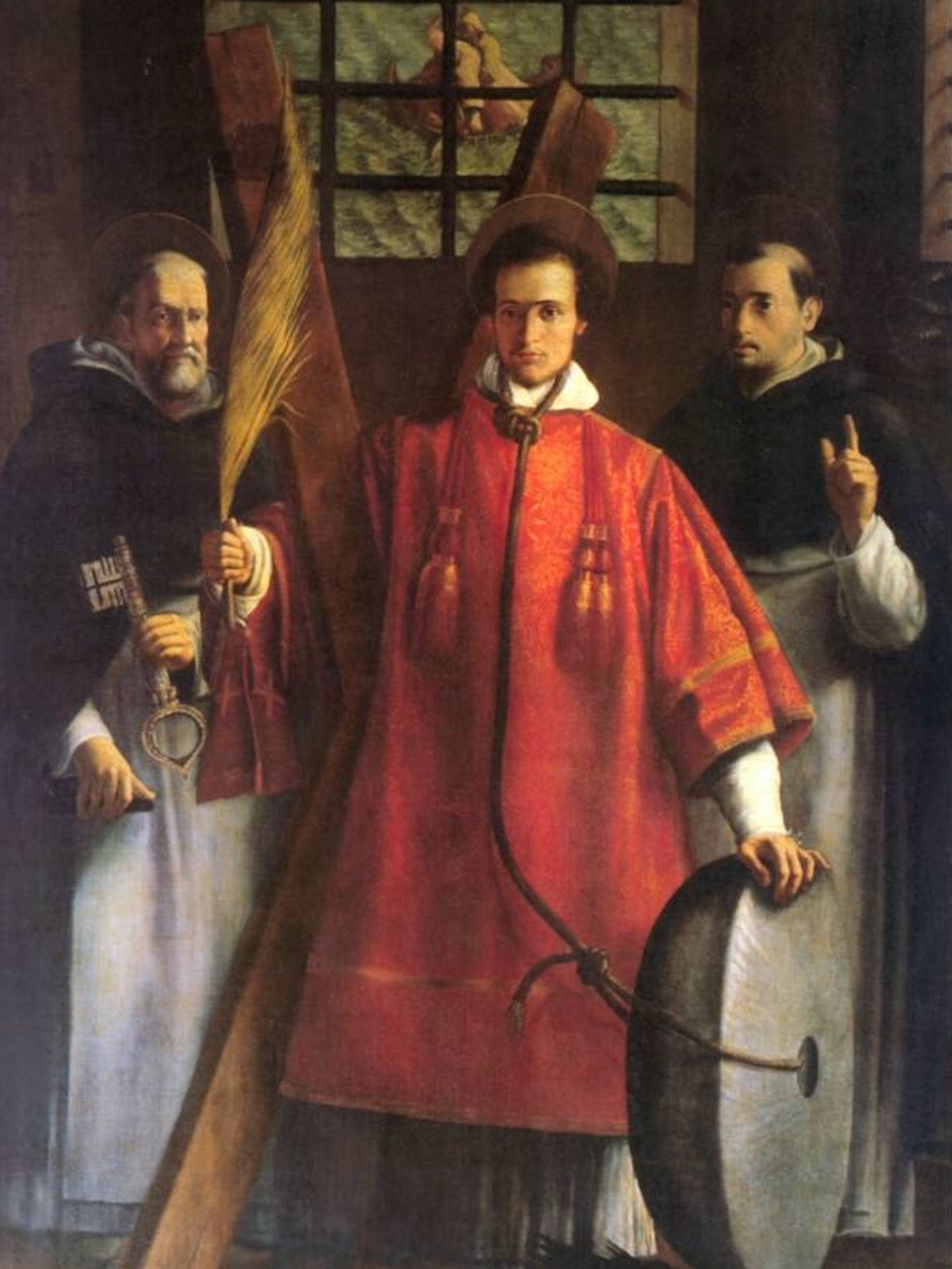 San Vicente mártir (centro) junto a San Vicente Ferrer y San Raimundo (C.C)