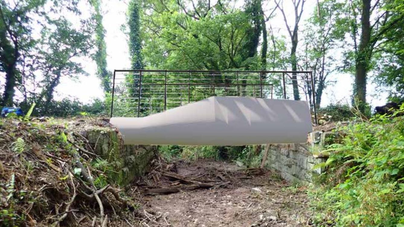 Foto: Puente hecho con materiales eólicos reutilizados. (Re-Wind)